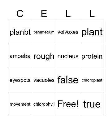 Cells Bingo Card