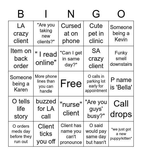 NVS BINGO Card