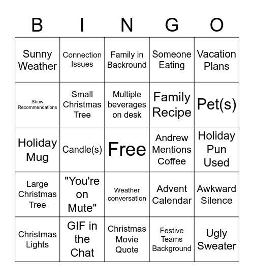 Teams Background Bingo Card