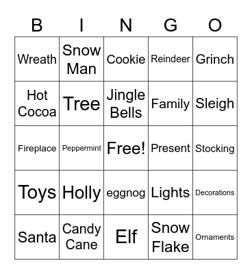 Holiday Bingo Card