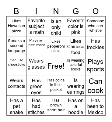 Human Bingo Card