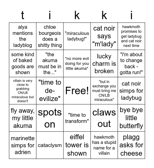 miraculous ladybingo Card