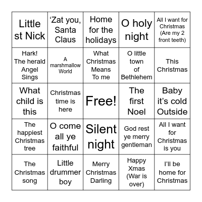 Classic Christmas 2.0 Bingo Card