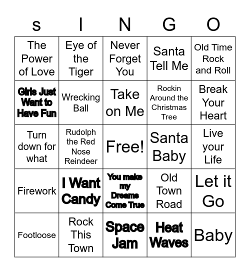 Midway Singo Bingo Card