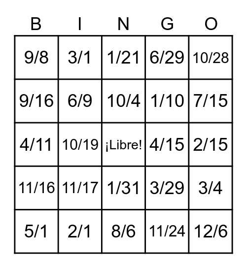 Los cumpleaños Bingo Card