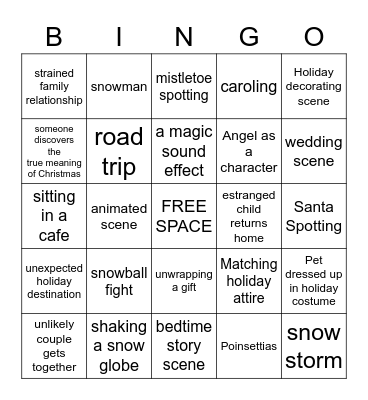 Show-Ho-Ho Virtual Holiday Movie Watch Party Bingo Card