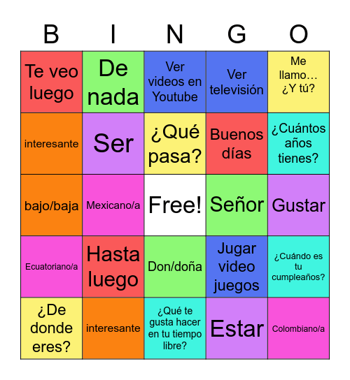 Le Tian Chan Bingo Card