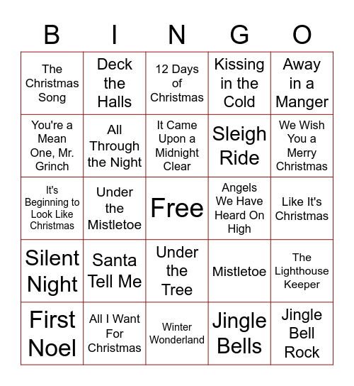 CHRISTMAS CAROLS Bingo Card