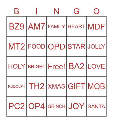 HOLIDAY BINGO Card