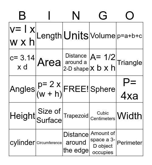 Formula Bingo  Bingo Card