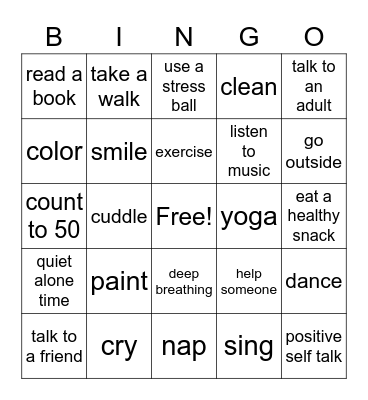 Feelings Bingo Card