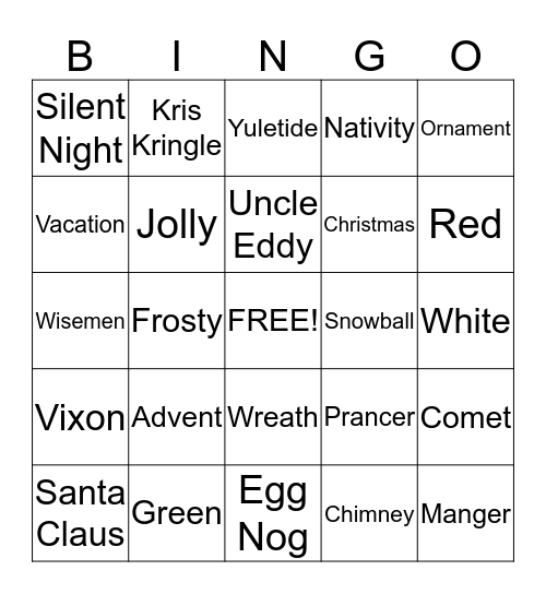 Christmas Bingo Card