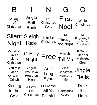 CHRISTMAS CAROLS Bingo Card