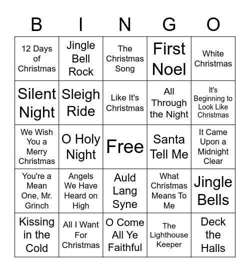 CHRISTMAS CAROLS Bingo Card