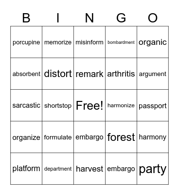 Unit 1 JW Bingo Card
