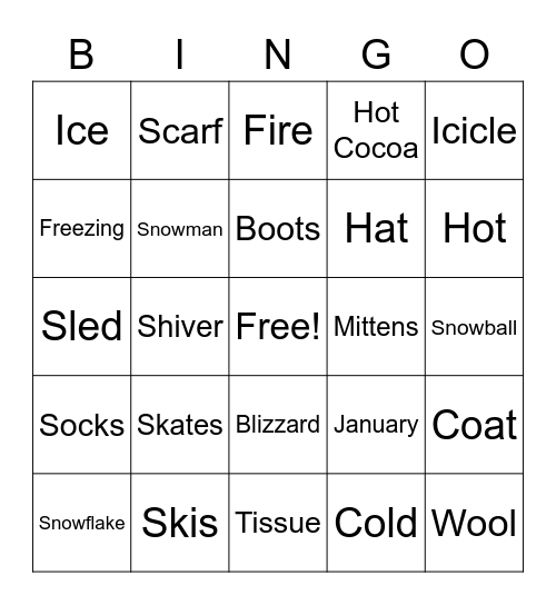 winter Bingo Card