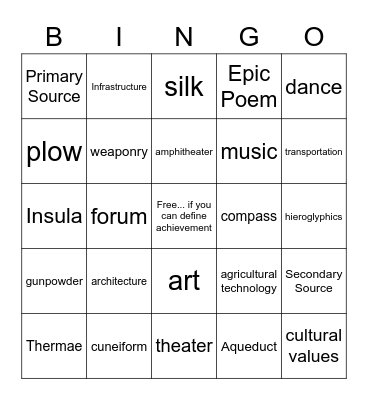 Achievement Bingo Card