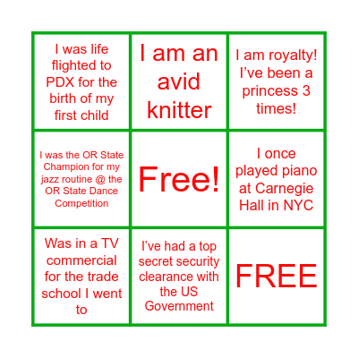 ORTHO FUN FACTS BINGO Card
