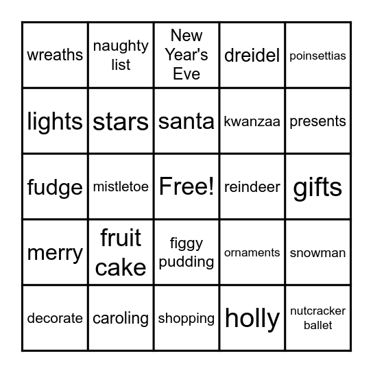 Holiday Bingo Card