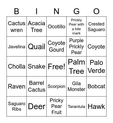 Jurgens Xmas Desert Bingo Card