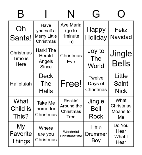 Jingle Bell Bingo Card