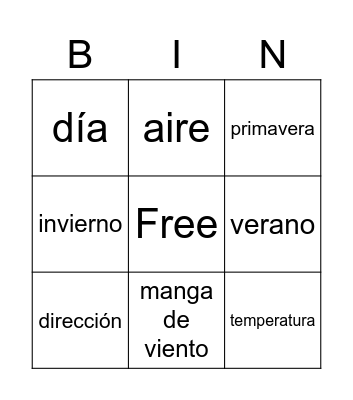 El Tiempo Bingo Card