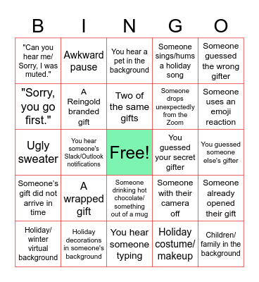 Reingold Secret Gift Exchange Bingo 2021 Bingo Card