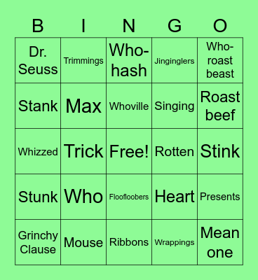 Grinch Bingo Card