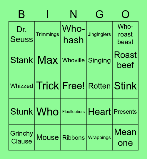 Grinch Bingo Card