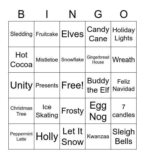 MarCom Holiday Bingo Card