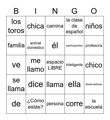 Semestre 1 Bingo Card