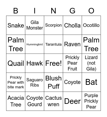 Jurgens Xmas Desert Bingo Card