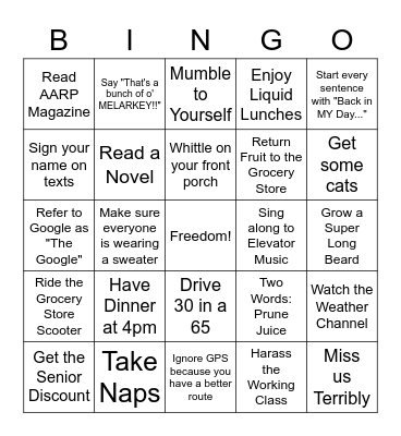 ***RETIREMENT*** Bingo Card