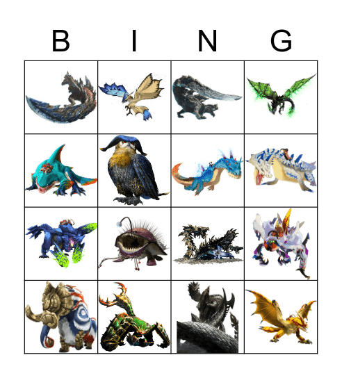 monhun Bingo Card