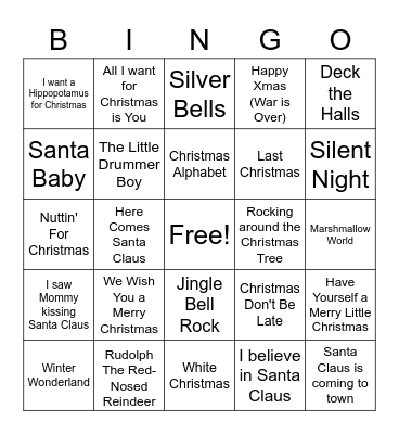 Special Project Christmas Bingo Card