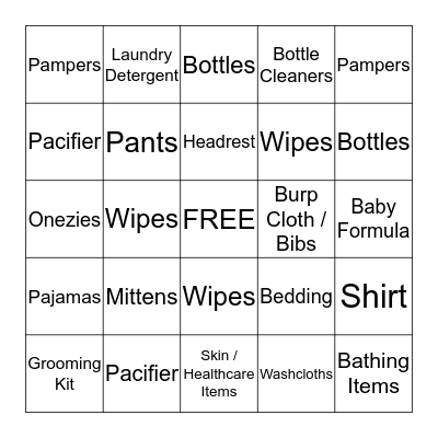 BABY SHOWER BINGO Card