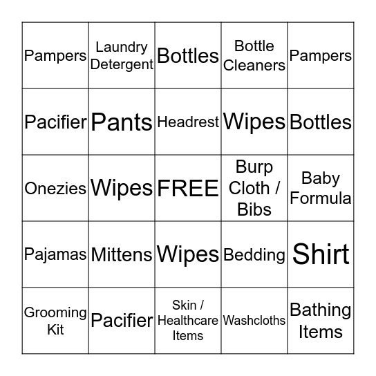 BABY SHOWER BINGO Card