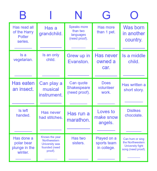 Find Someone Who... Bingo Card