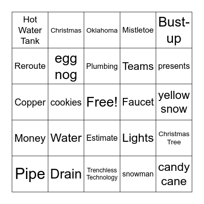 Hi-Tech Plumbing Bingo Card