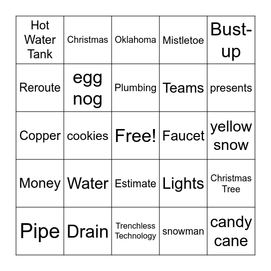 Hi-Tech Plumbing Bingo Card