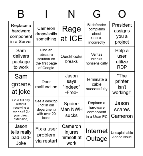 Sage IT BINGO Card