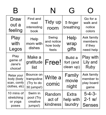 Owen's Emotion Bingo Board Bingo Card