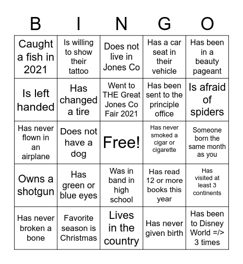 ADA Bingo Card