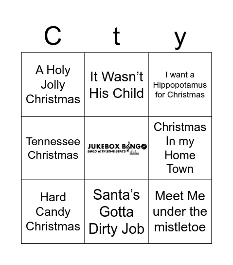 JukeBox Bingo Country Christmas Bingo Card