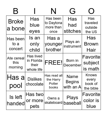 Find someone who... Bingo Card