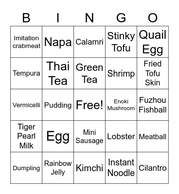 Tasty Pot Bingo Card