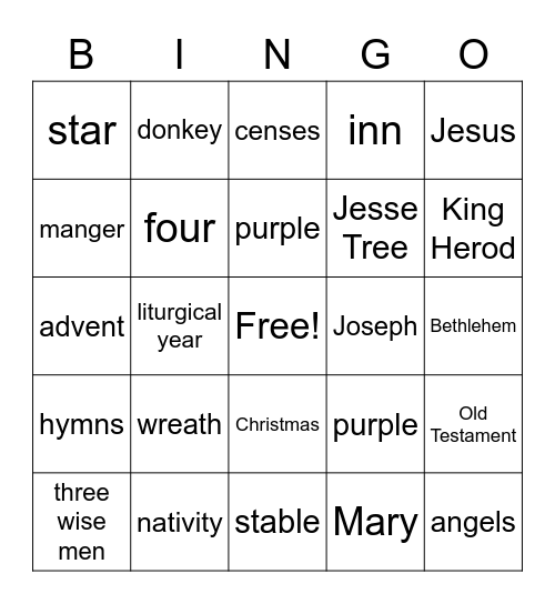 Advent Bingo Card