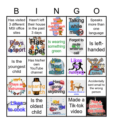 PSRC Getting to Know You BINGO Card