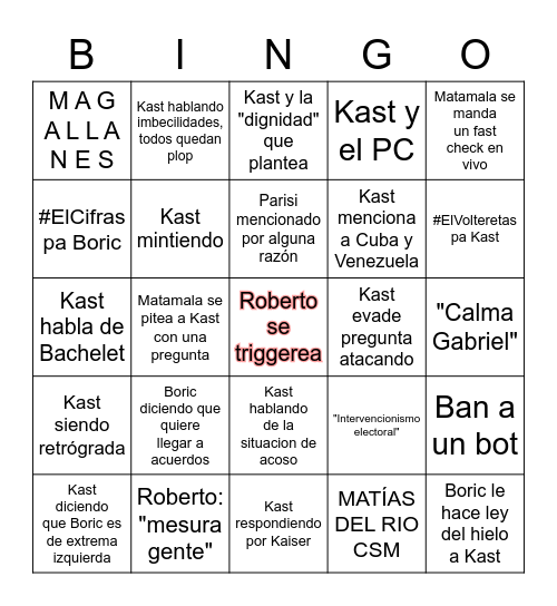 ÚLTIMO DEBATE PRESIDENCIAL 2021 Bingo Card