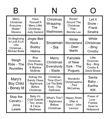 Xmas Round Bingo Card